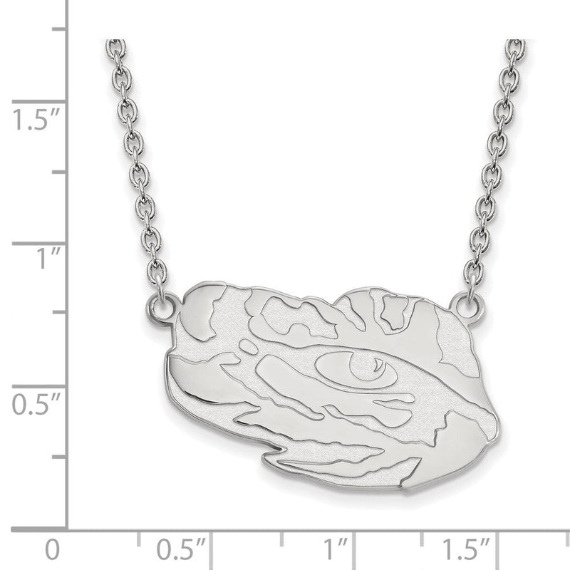 10K Weißgold Logoart Louisiana State University Tiger Auge Groß Anhänger 18 Zoll Halskette