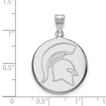 10K Weißgold Logoart Michigan State University Spartan Groß Plättchen Anhänger