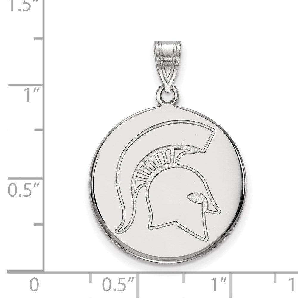 14K Weißgold Logoart Michigan State University Spartan Groß Plättchen Anhänger