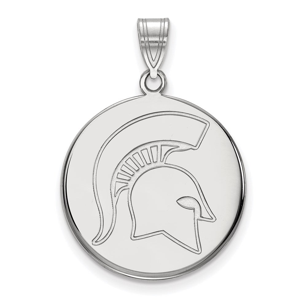 10K Weißgold Logoart Michigan State University Spartan Groß Plättchen Anhänger