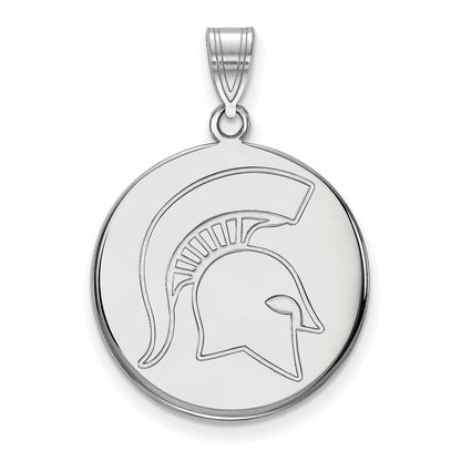 10K Weißgold Logoart Michigan State University Spartan Groß Plättchen Anhänger