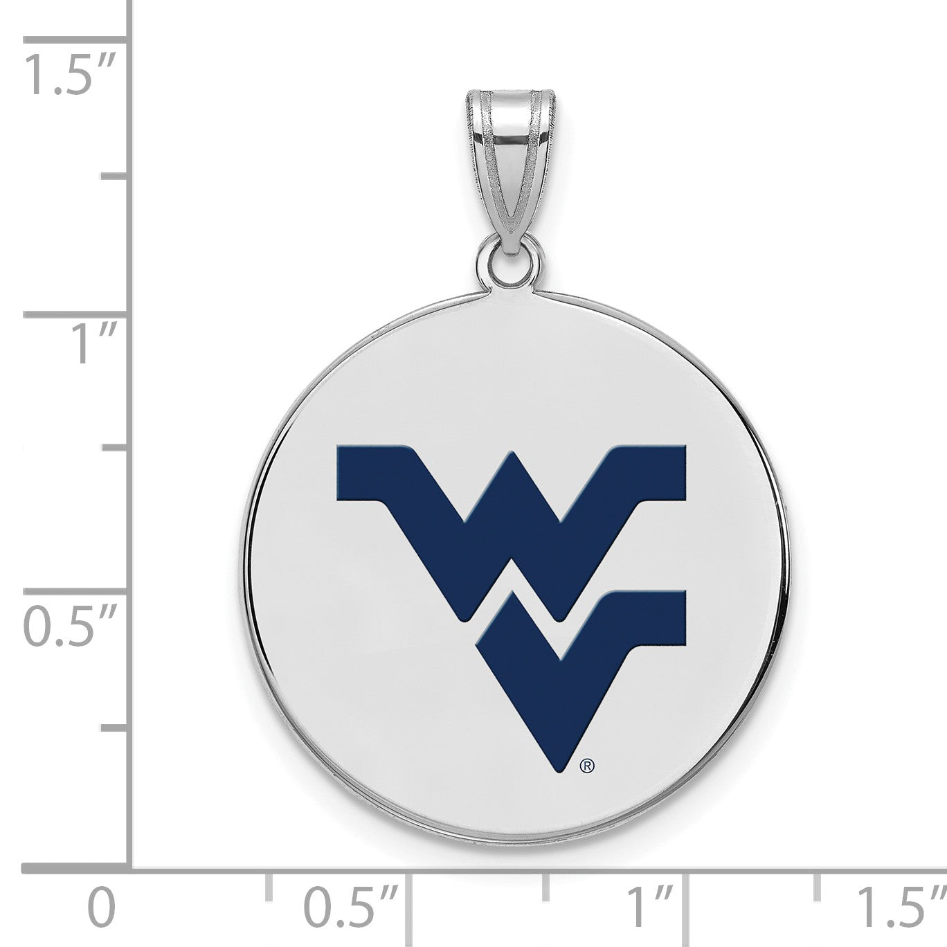 Sterlingsilber Rhodiniert Logoart West Virginia University W V Groß Emailliert Plättchen Anhänger