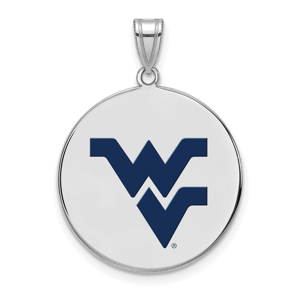 Sterlingsilber Rhodiniert Logoart West Virginia University W V Groß Emailliert Plättchen Anhänger