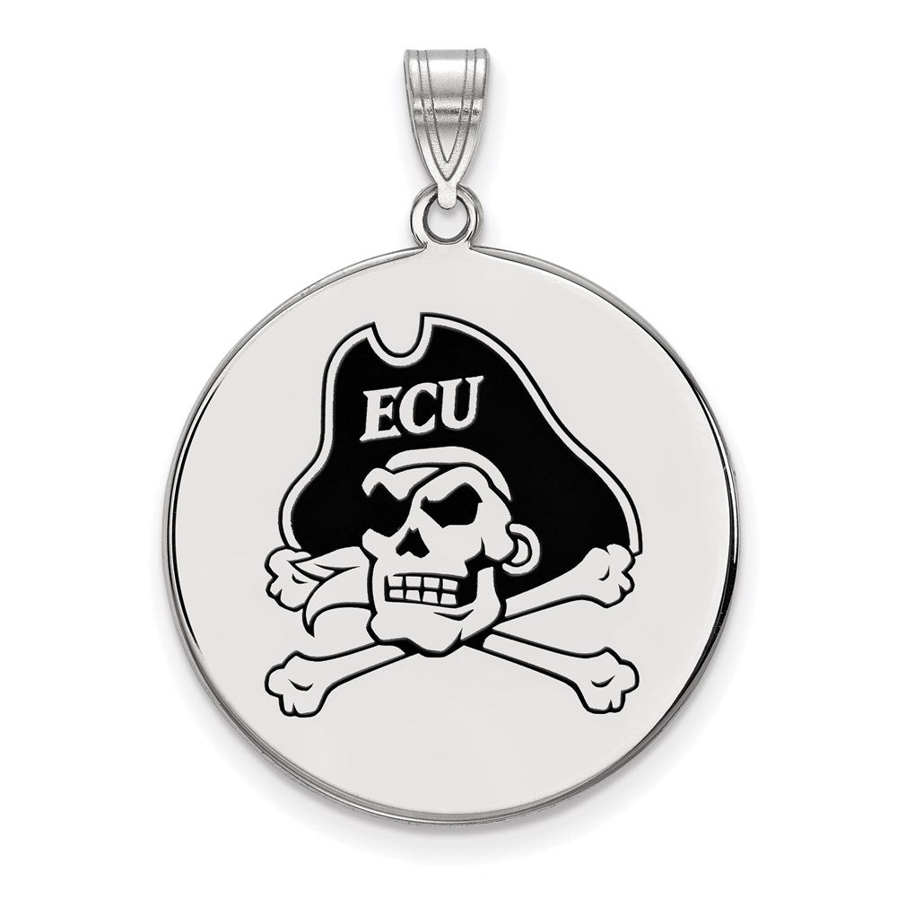 Sterlingsilber Rhodiniert Logoart Ost Carolina University Pirat Extra Groß Emailliert Plättchen Anhänger