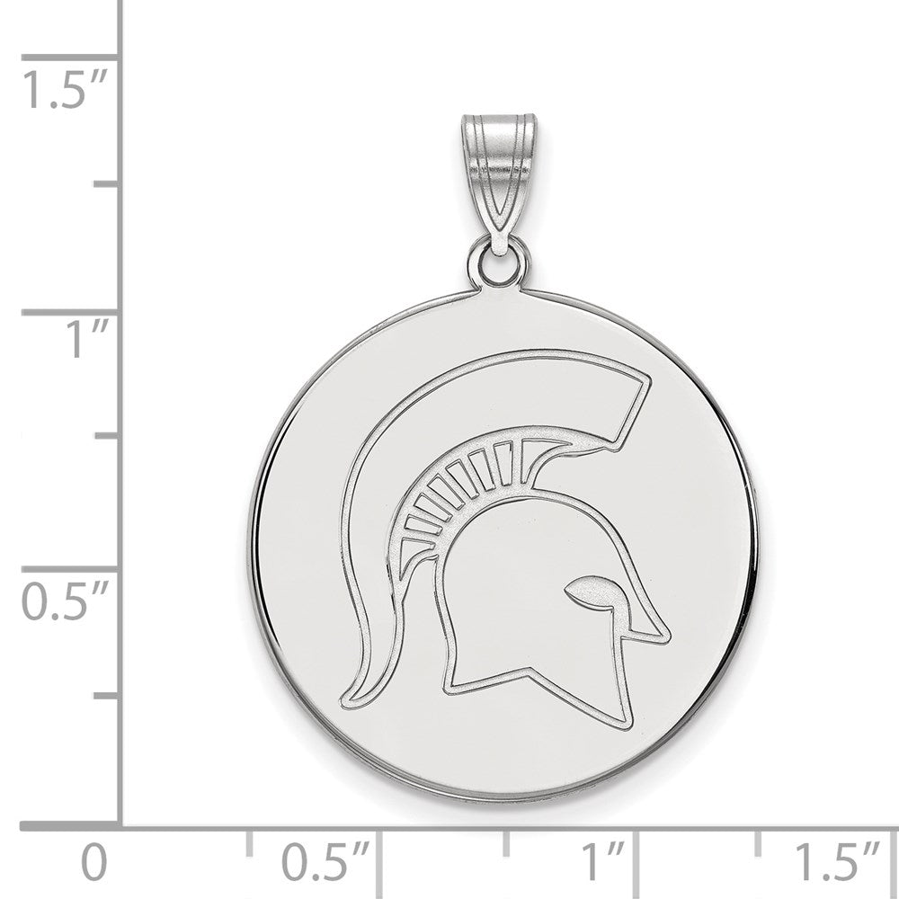 Sterlingsilber Rhodiniert Logoart Michigan State University Spartan Extra Groß Plättchen Anhänger