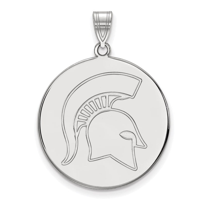 Sterlingsilber Rhodiniert Logoart Michigan State University Spartan Extra Groß Plättchen Anhänger
