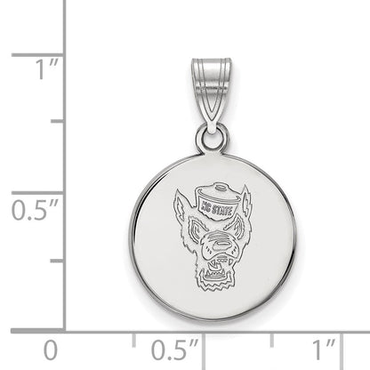 Sterlingsilber Rhodiniert Logoart North Carolina State University Wolf Mittel Plättchen Anhänger