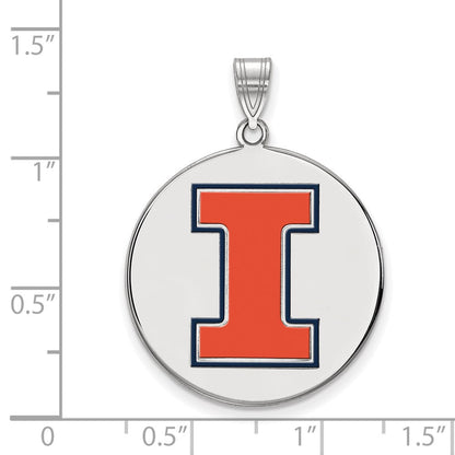 Sterlingsilber Rhodiniert Logoart University Of Illinois Buchstabe I Extra Groß Emailliert Anhänger