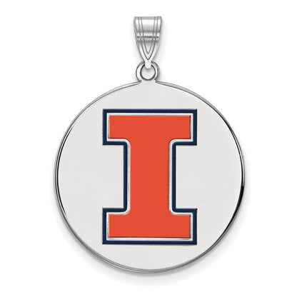 Sterlingsilber Rhodiniert Logoart University Of Illinois Buchstabe I Extra Groß Emailliert Anhänger