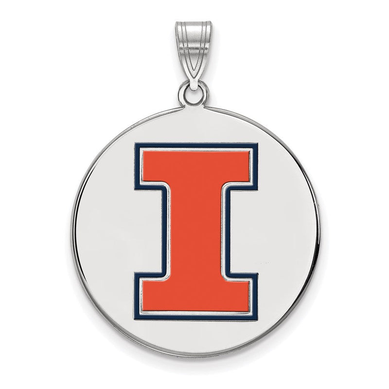 Sterlingsilber Rhodiniert Logoart University Of Illinois Buchstabe I Extra Groß Emailliert Anhänger