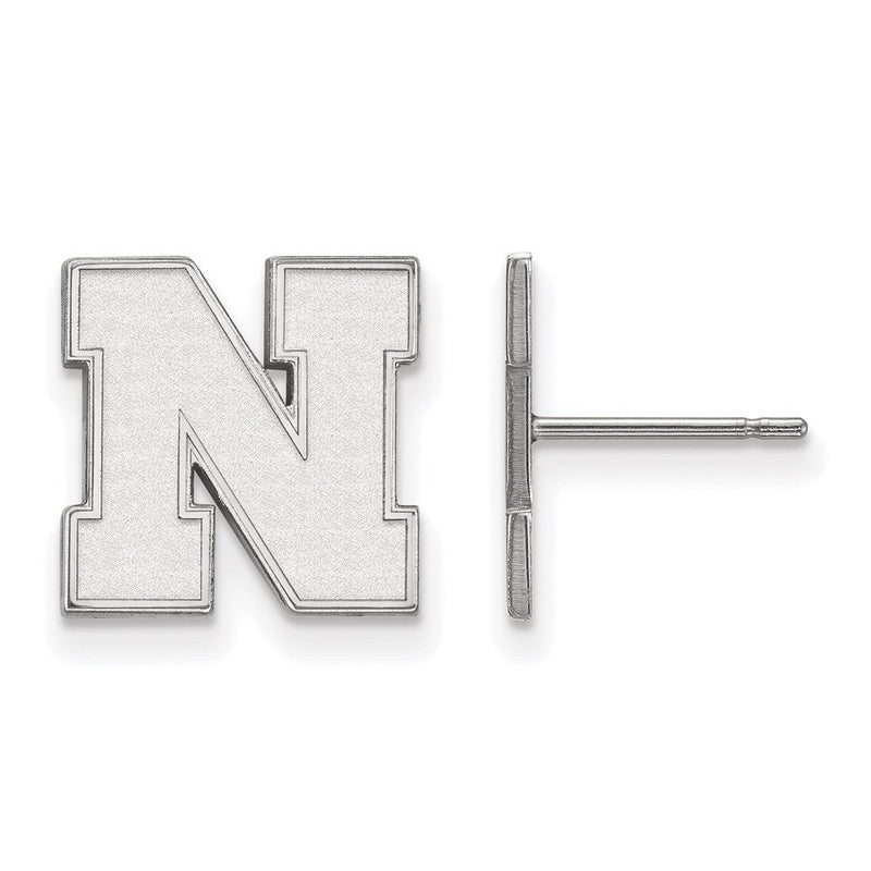 14K Weißgold Logoart University Of Nebraska Buchstabe N Klein Ohrstecker
