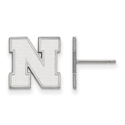 Sterlingsilber Rhodiniert Logoart University Of Nebraska Buchstabe N Klein Ohrstecker