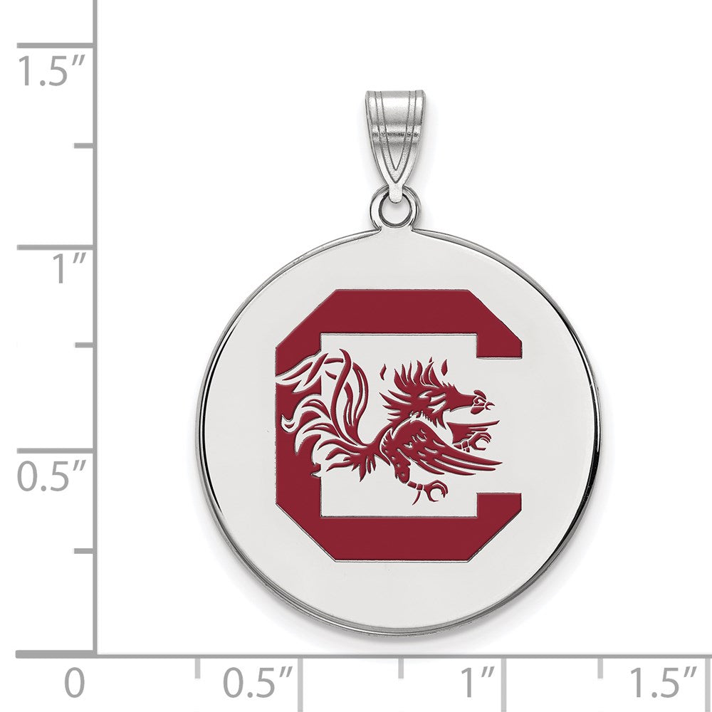Sterlingsilber Rhodiniert Logoart University Of South Carolina Extra Groß Emailliert Plättchen Anhänger