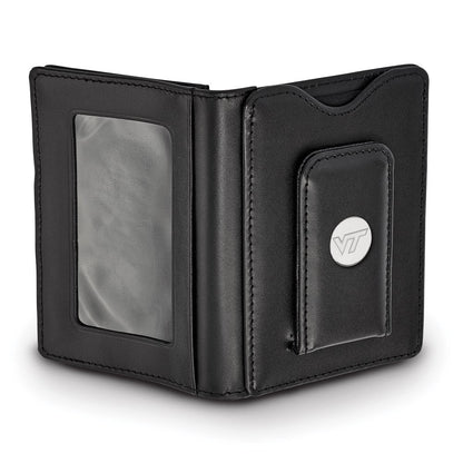 Sterlingsilber Rhodiniert Logoart Virginia Tech Schwarz Leder Wallet