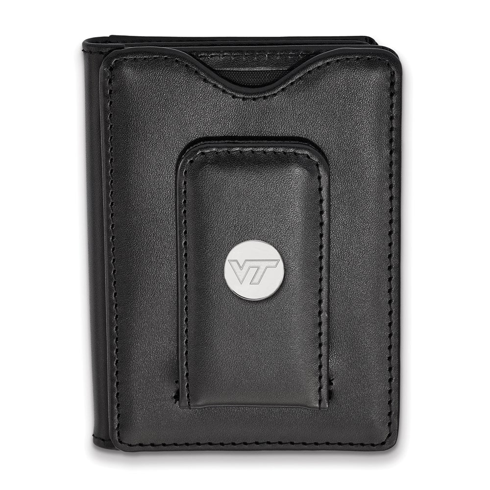 Sterlingsilber Rhodiniert Logoart Virginia Tech Schwarz Leder Wallet