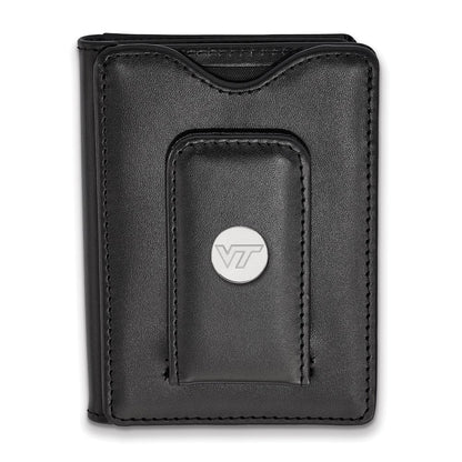 Sterlingsilber Rhodiniert Logoart Virginia Tech Schwarz Leder Wallet