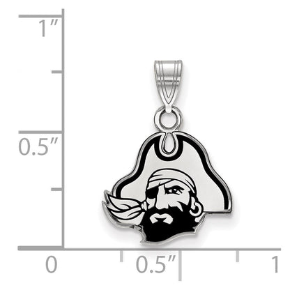 Sterlingsilber Rhodiniert Logoart Ost Carolina University Pirat Klein Emailliert Anhänger