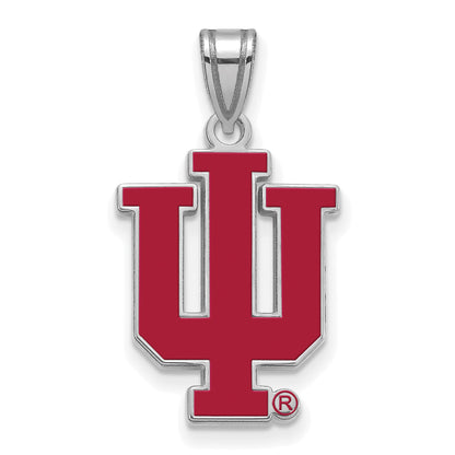 Sterlingsilber Rhodiniert Logoart Indiana University I U Groß Emailliert Anhänger
