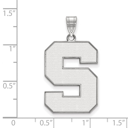 Sterlingsilber Rhodiniert Logoart Michigan State University Buchstabe S Extra Groß Emailliert Anhänger