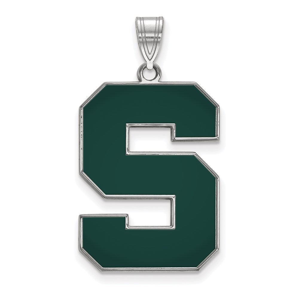 Sterlingsilber Rhodiniert Logoart Michigan State University Buchstabe S Extra Groß Emailliert Anhänger