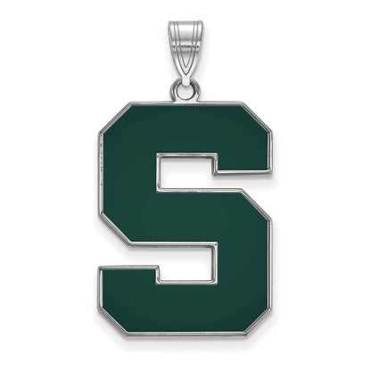 Sterlingsilber Rhodiniert Logoart Michigan State University Buchstabe S Extra Groß Emailliert Anhänger