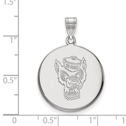 Sterlingsilber Rhodiniert Logoart North Carolina State University Wolf Groß Plättchen Anhänger