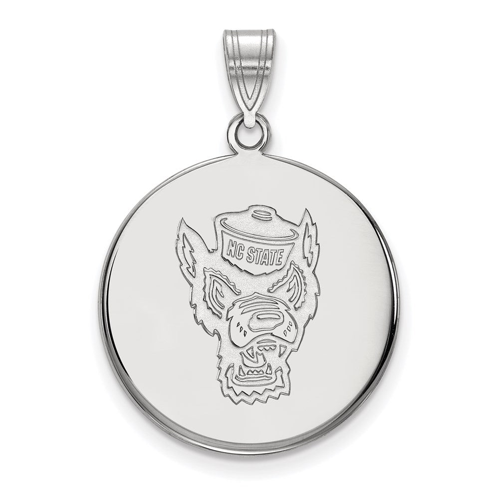 Sterlingsilber Rhodiniert Logoart North Carolina State University Wolf Groß Plättchen Anhänger
