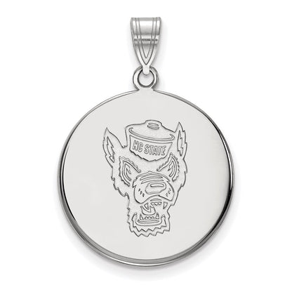Sterlingsilber Rhodiniert Logoart North Carolina State University Wolf Groß Plättchen Anhänger