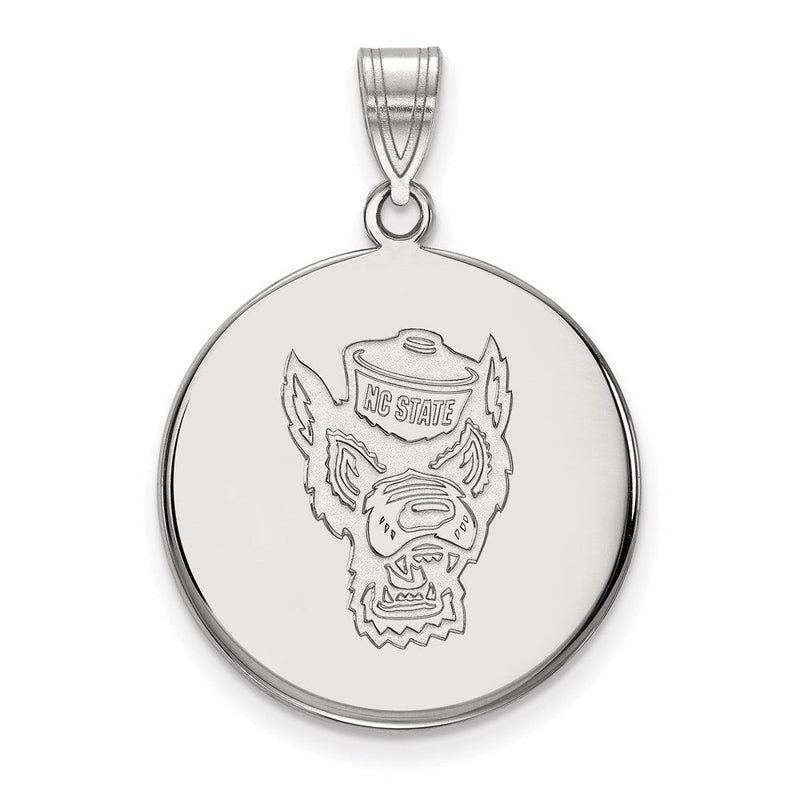Sterlingsilber Rhodiniert Logoart North Carolina State University Wolf Groß Plättchen Anhänger