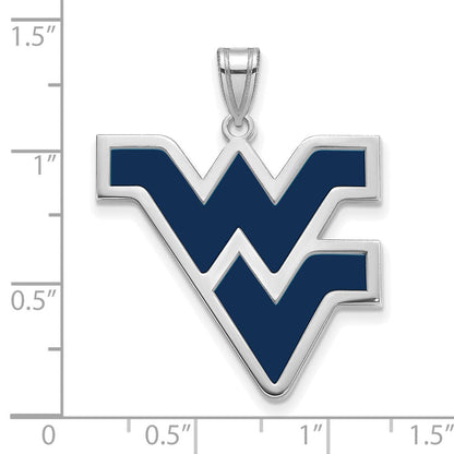 Sterlingsilber Rhodiniert Logoart West Virginia University W V Extra Groß Emailliert Anhänger