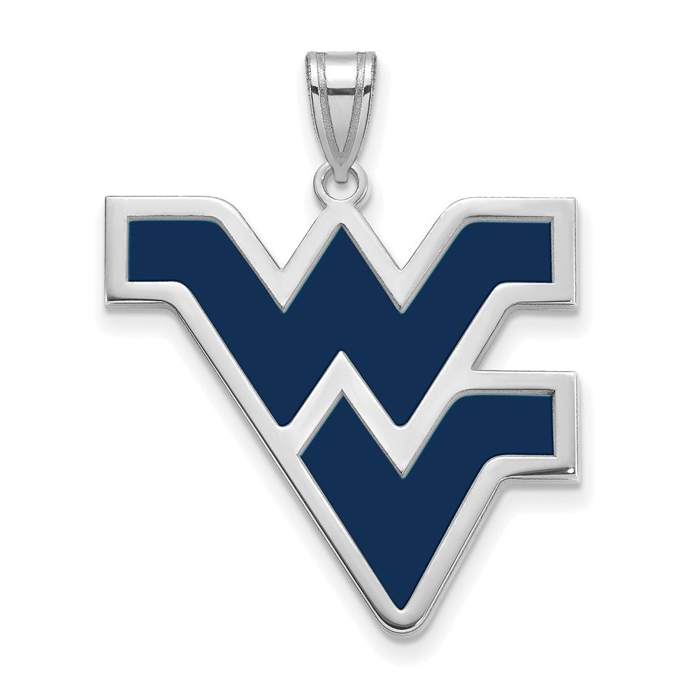 Sterlingsilber Rhodiniert Logoart West Virginia University W V Extra Groß Emailliert Anhänger