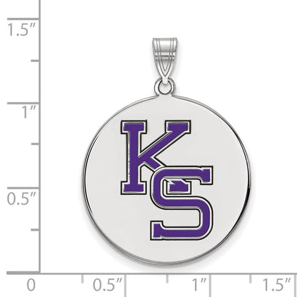 Sterlingsilber Rhodiniert Logoart Kansas State University K S Extra Groß Emailliert Plättchen Anhänger