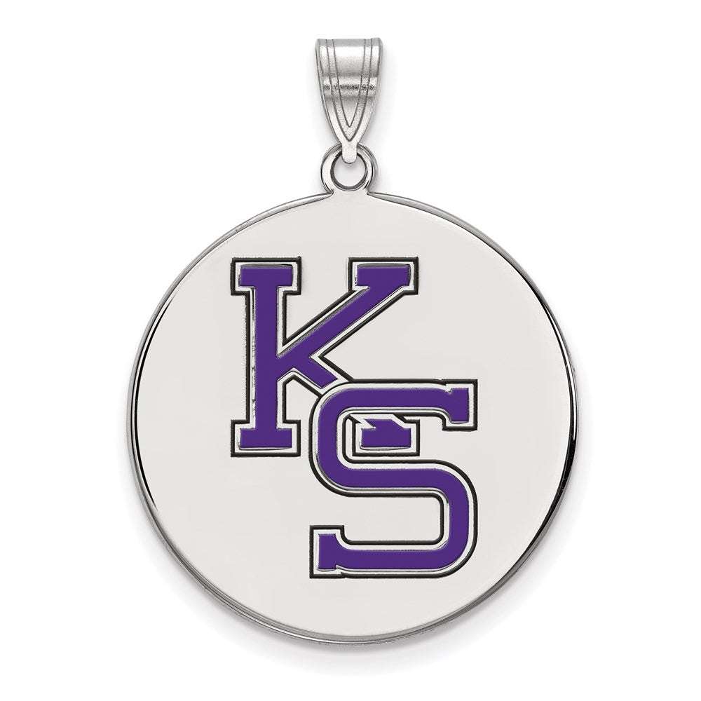 Sterlingsilber Rhodiniert Logoart Kansas State University K S Extra Groß Emailliert Plättchen Anhänger