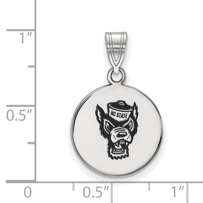 Sterlingsilber Rhodiniert Logoart North Carolina State University Wolf Mittel Emailliert Plättchen Anhänger