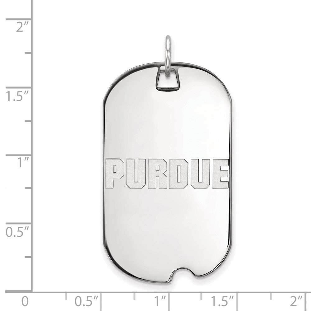 14K Weißgold Logoart Purdue University Block Type Groß Erkennungsmarke Anhänger
