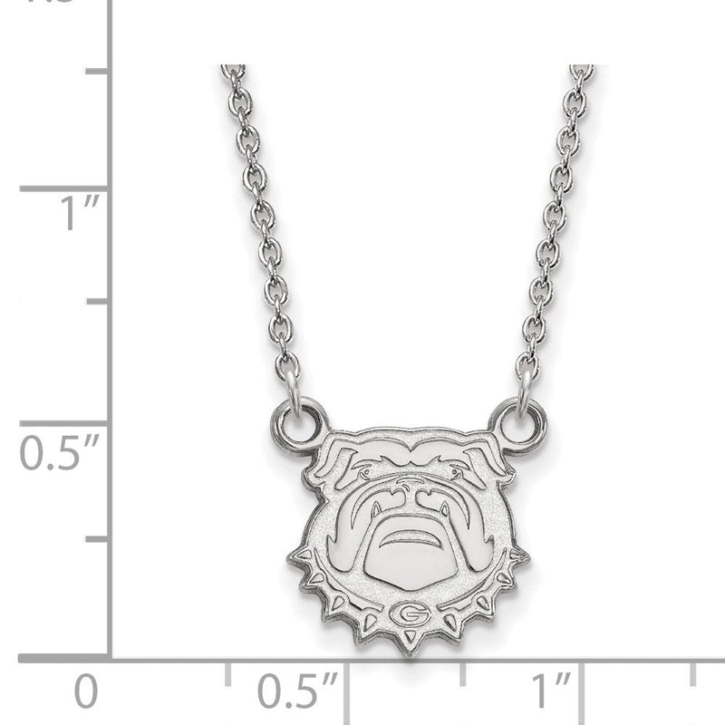 10K Weißgold Logoart University Of Georgia Bulldog Klein Anhänger 18 Zoll Halskette