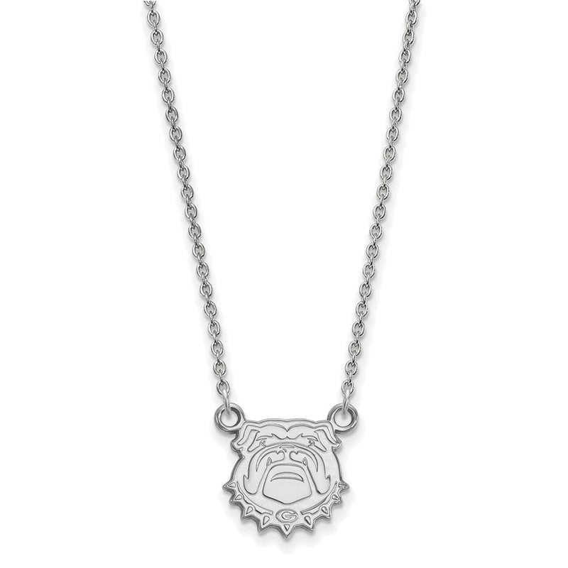 Sterlingsilber Rhodiniert Logoart University Of Georgia Bulldog Klein Anhänger 18 Zoll Halskette