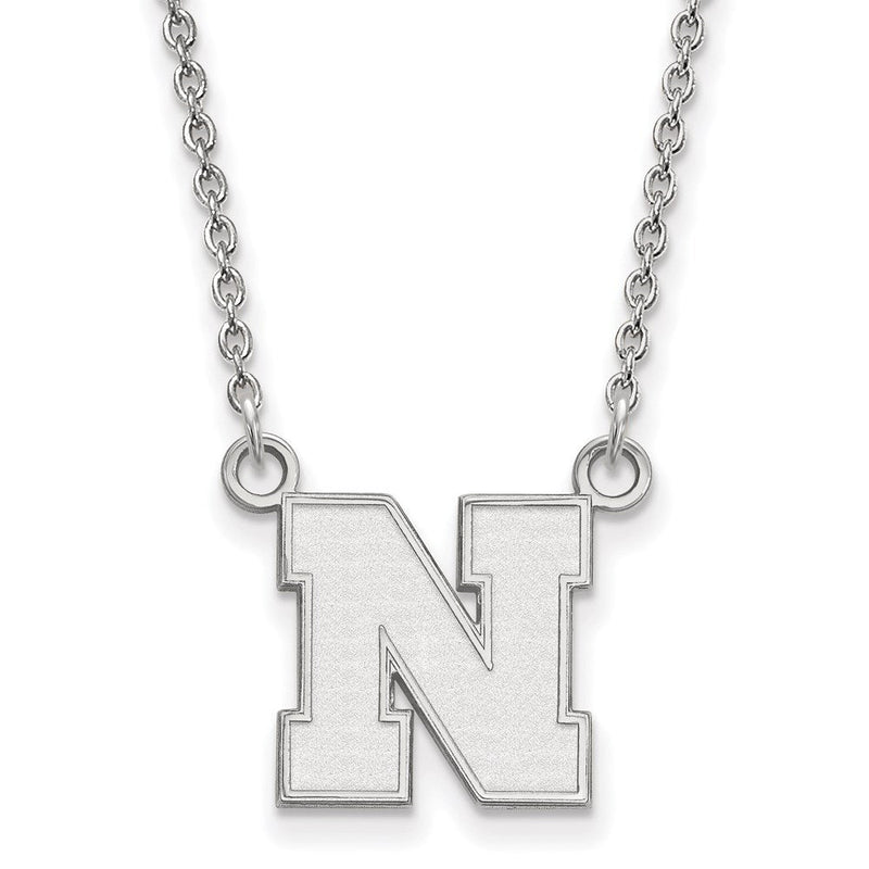 10K Weißgold Logoart University Of Nebraska Buchstabe N Klein Anhänger 18 Zoll Halskette