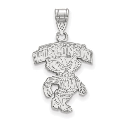 14K Weißgold Logoart University Of Wisconsin Groß Anhänger
