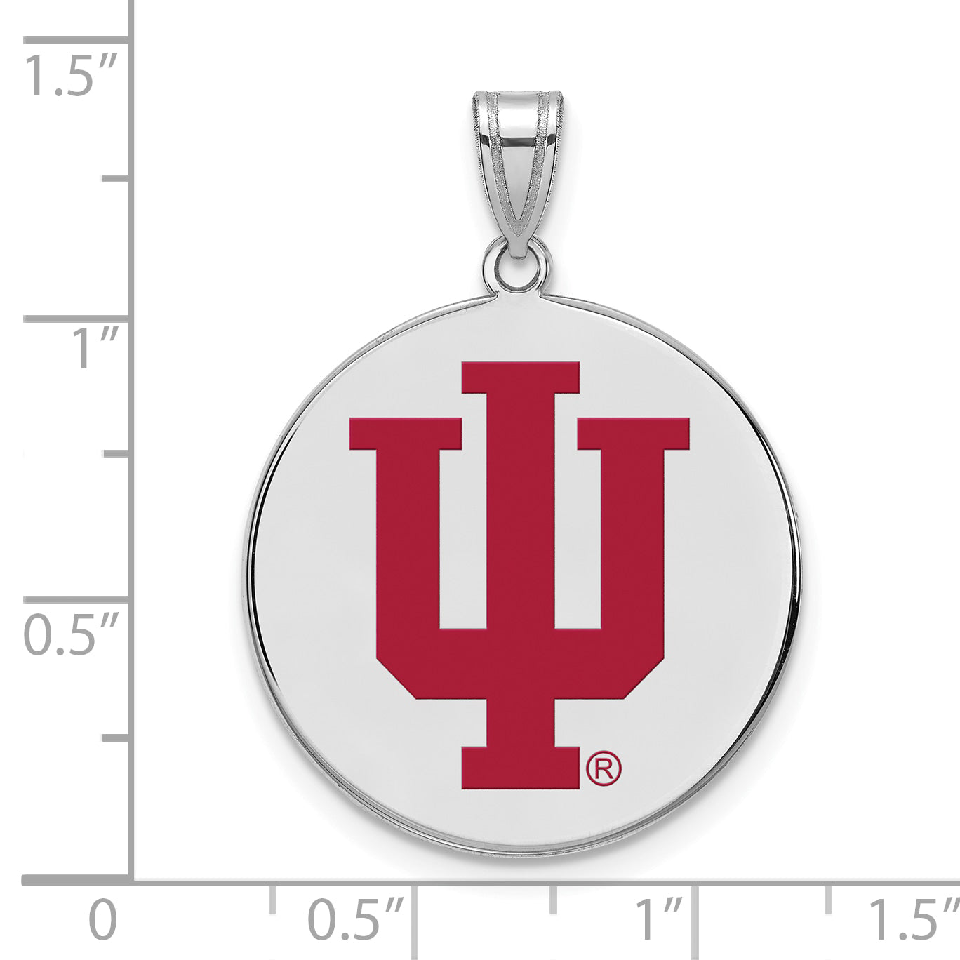 Sterlingsilber Rhodiniert Logoart Indiana University I U Extra Groß Emailliert Plättchen Anhänger