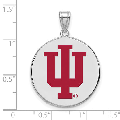 Sterlingsilber Rhodiniert Logoart Indiana University I U Extra Groß Emailliert Plättchen Anhänger