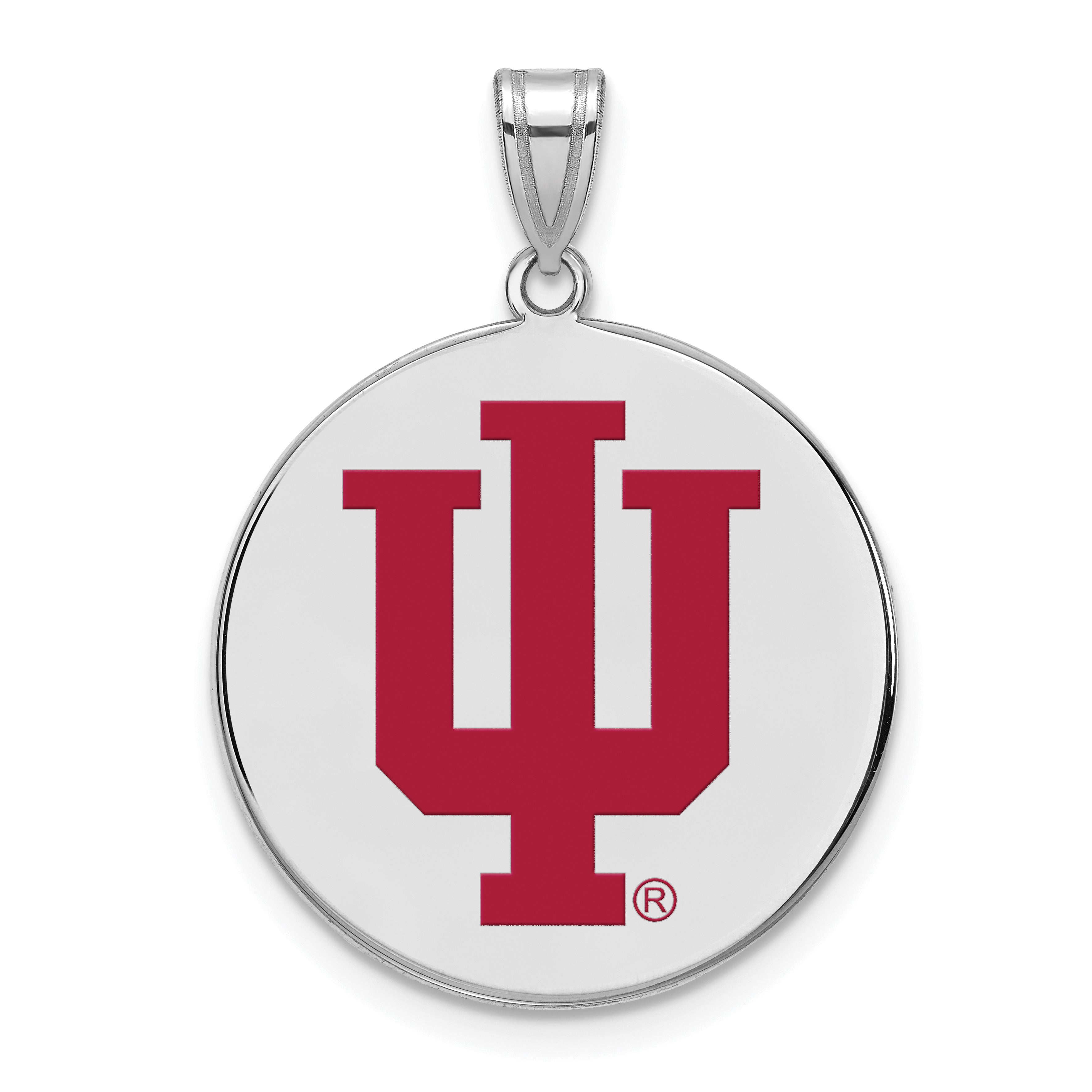 Sterlingsilber Rhodiniert Logoart Indiana University I U Extra Groß Emailliert Plättchen Anhänger
