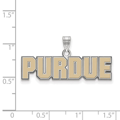 Sterlingsilber Rhodiniert Logoart Purdue University Block Type Klein Emailliert Anhänger