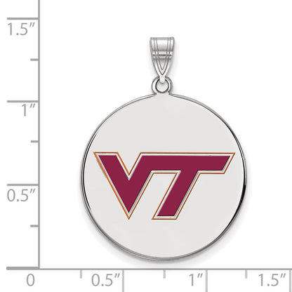 Sterlingsilber Rhodiniert Logoart Virginia Tech V T Extra Groß Emailliert Plättchen Anhänger