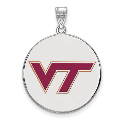 Sterlingsilber Rhodiniert Logoart Virginia Tech V T Extra Groß Emailliert Plättchen Anhänger