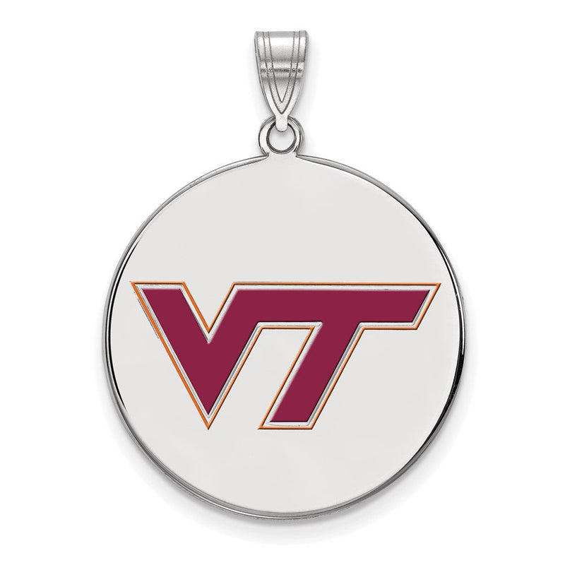 Sterlingsilber Rhodiniert Logoart Virginia Tech V T Extra Groß Emailliert Plättchen Anhänger