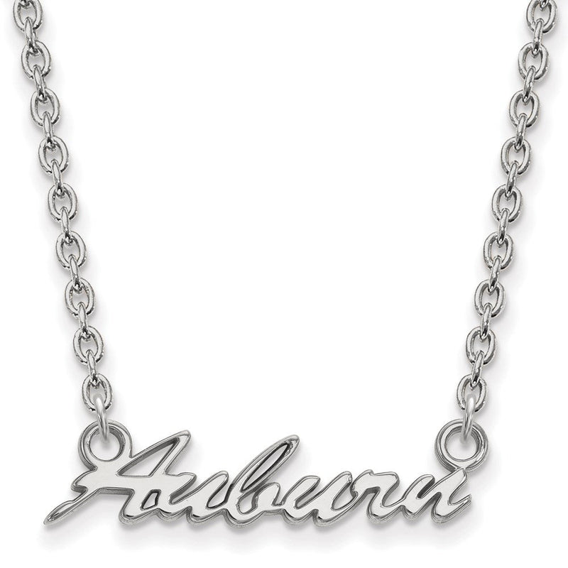 Sterlingsilber Rhodiniert Logoart Auburn University Mittel Schreibschrift Anhänger 18 Zoll Halskette