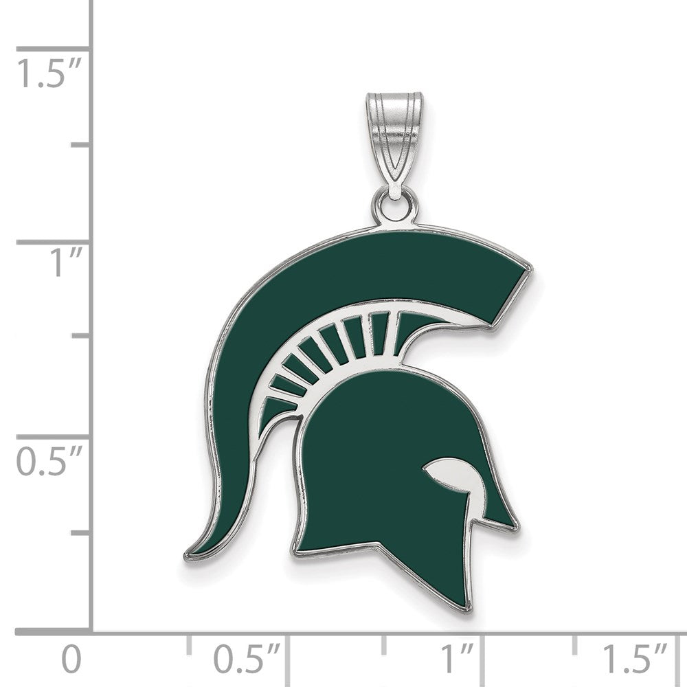 Sterlingsilber Rhodiniert Logoart Michigan State University Spartan Extra Groß Emailliert Anhänger