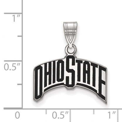 Sterlingsilber Rhodiniert Logoart The Ohio State University Groß Emailliert Anhänger