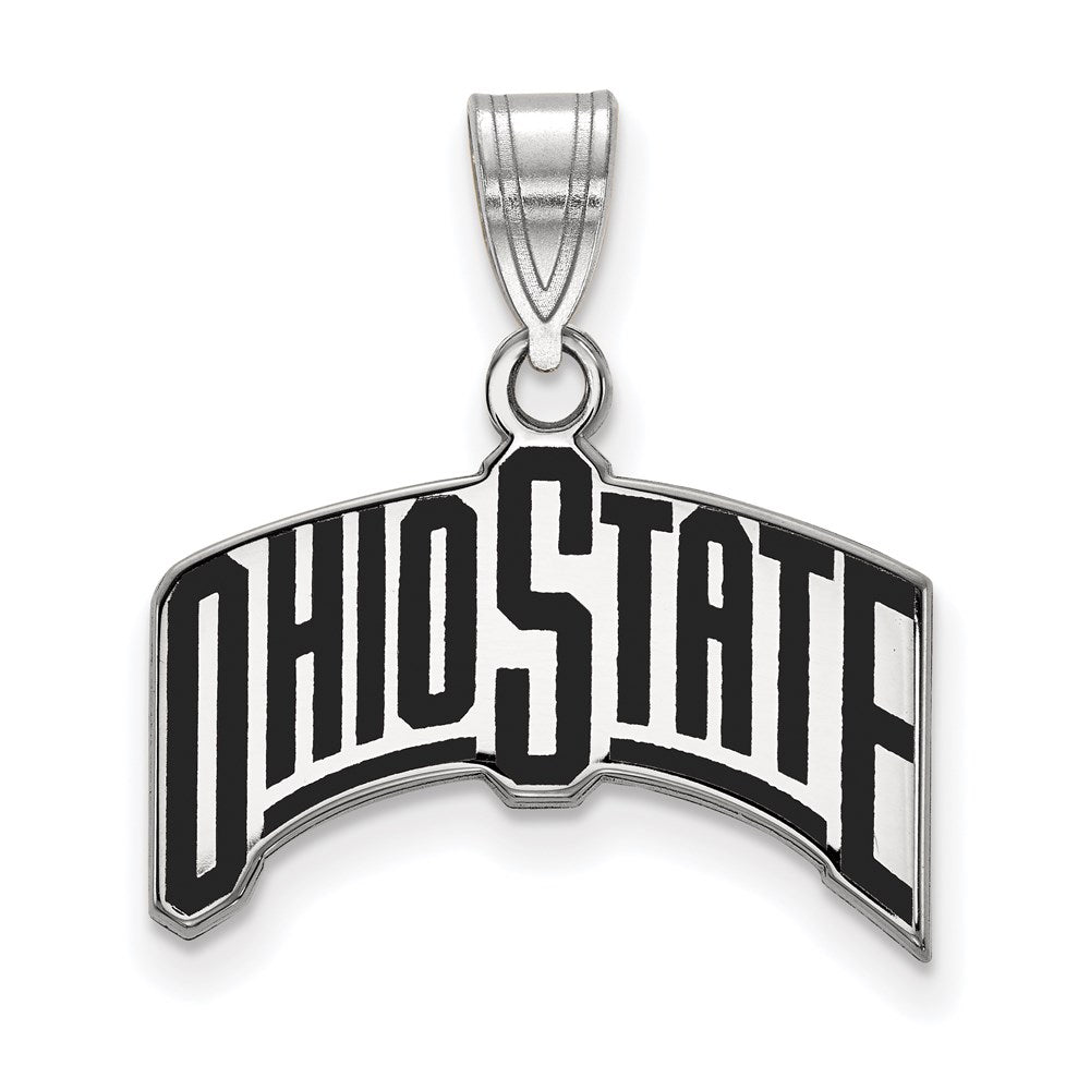 Sterlingsilber Rhodiniert Logoart The Ohio State University Groß Emailliert Anhänger